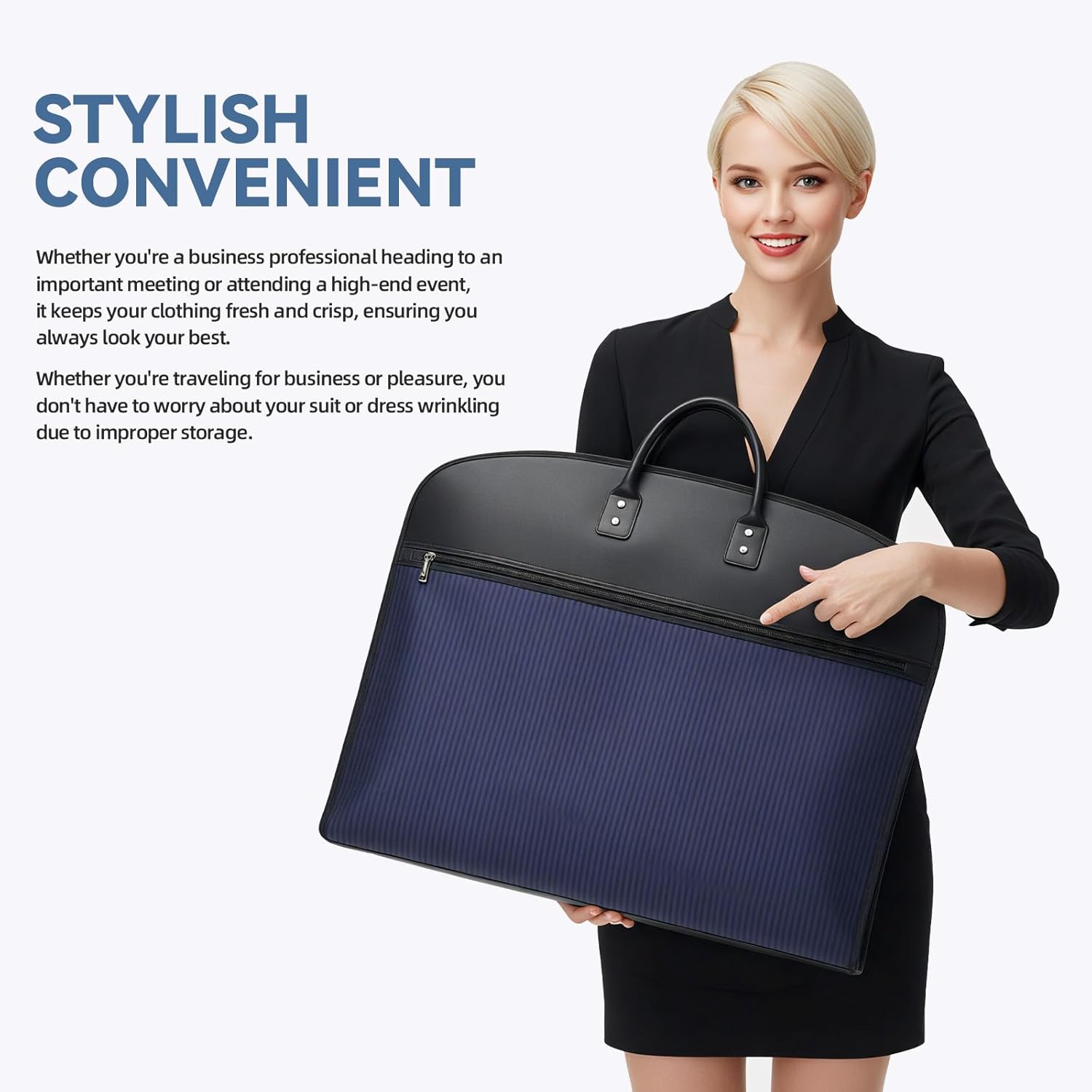Travel Garment Bag Waterproof Foldable Carry On - Hanging Suit Bag with Luggage Trolley Sleeve for Business Trips For Men And Women