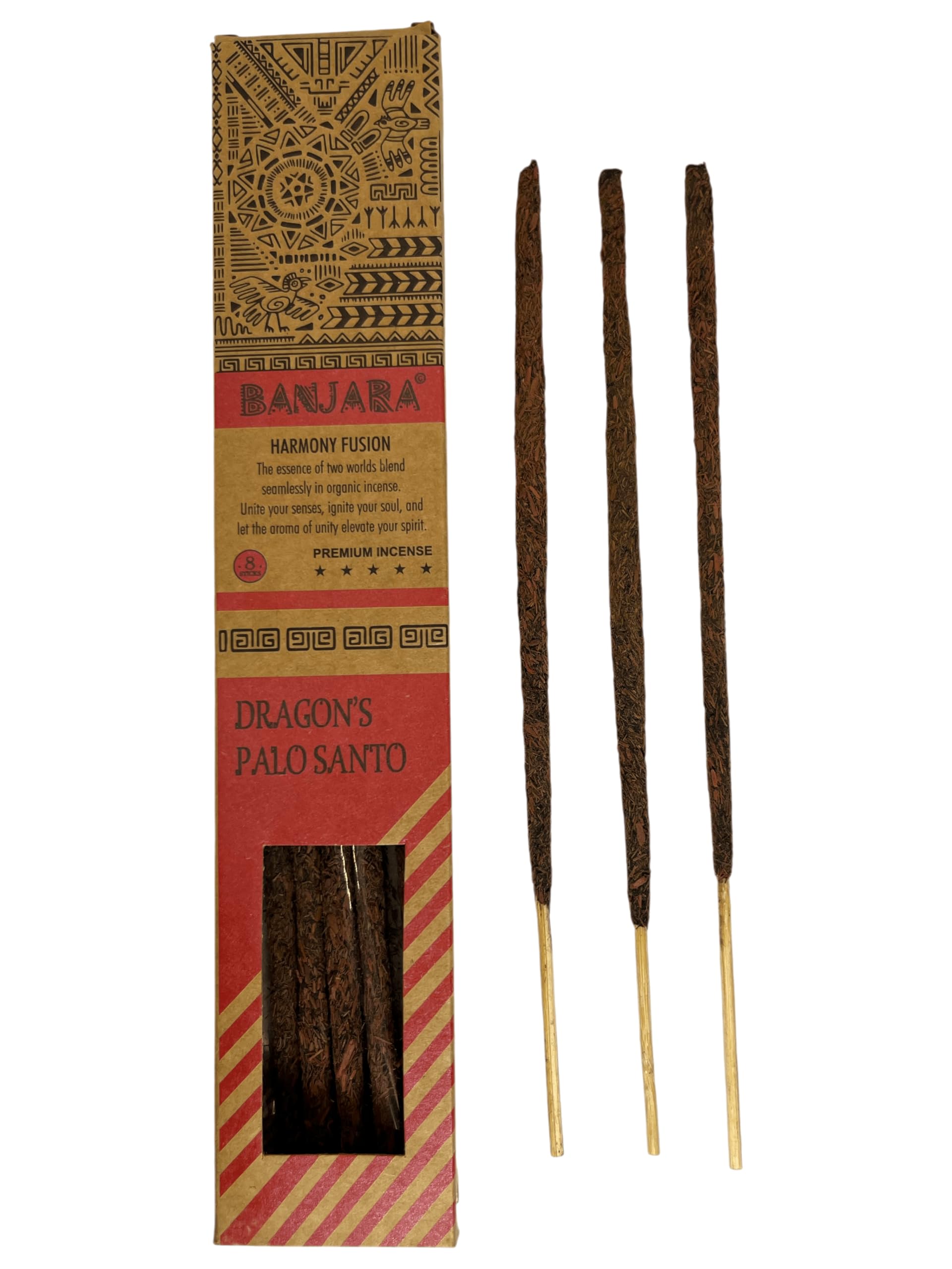 Hostenatura Palo Santo Banjara Incense Series - Harmony Fusion - Harmony Fusion - Top Indian Artisan Incense - 8 Sticks ( And Dragon Blood)