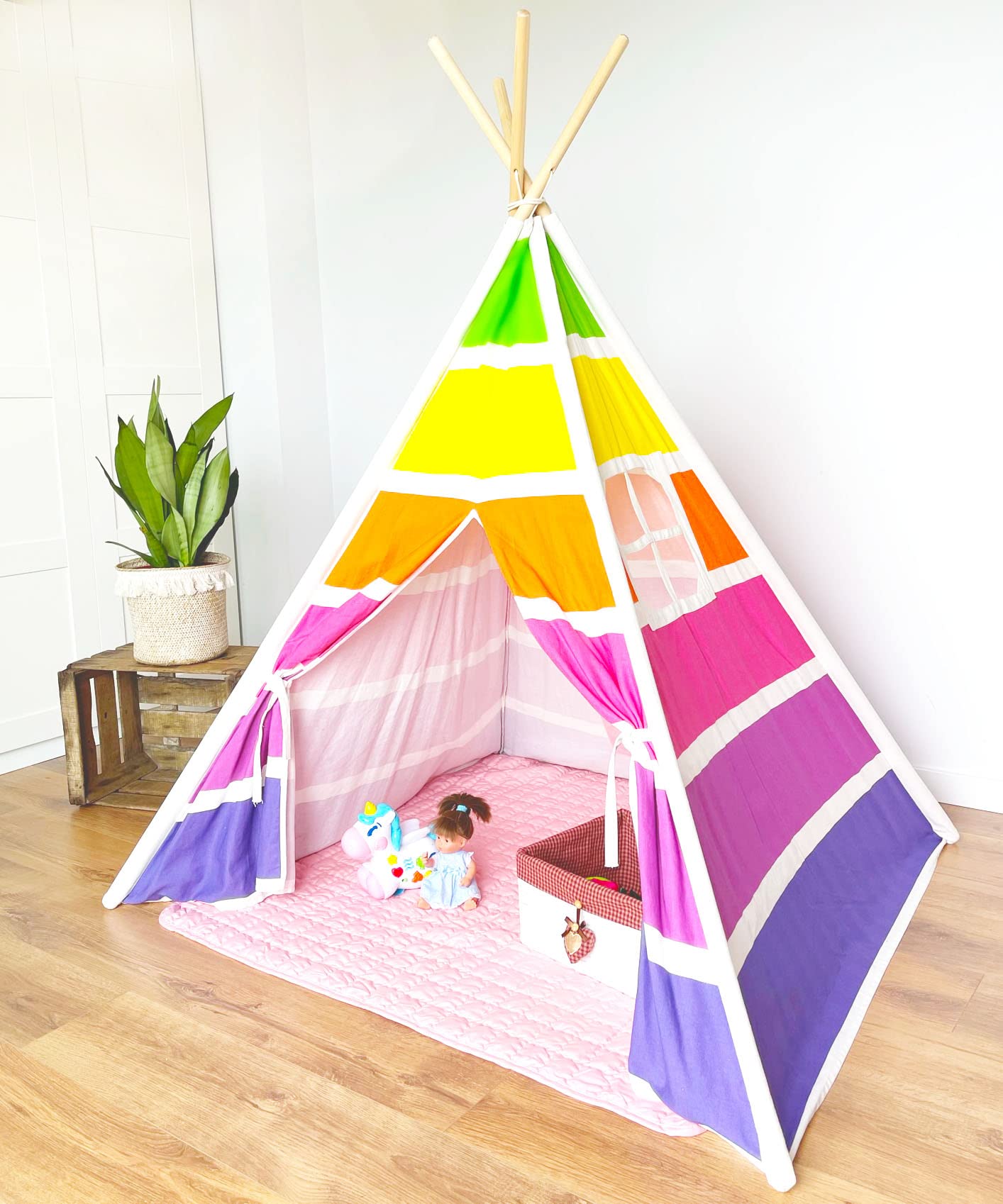 Nubuni Kids Teepee - Children's Tipi Tent With Padded Mat And Carry Bag