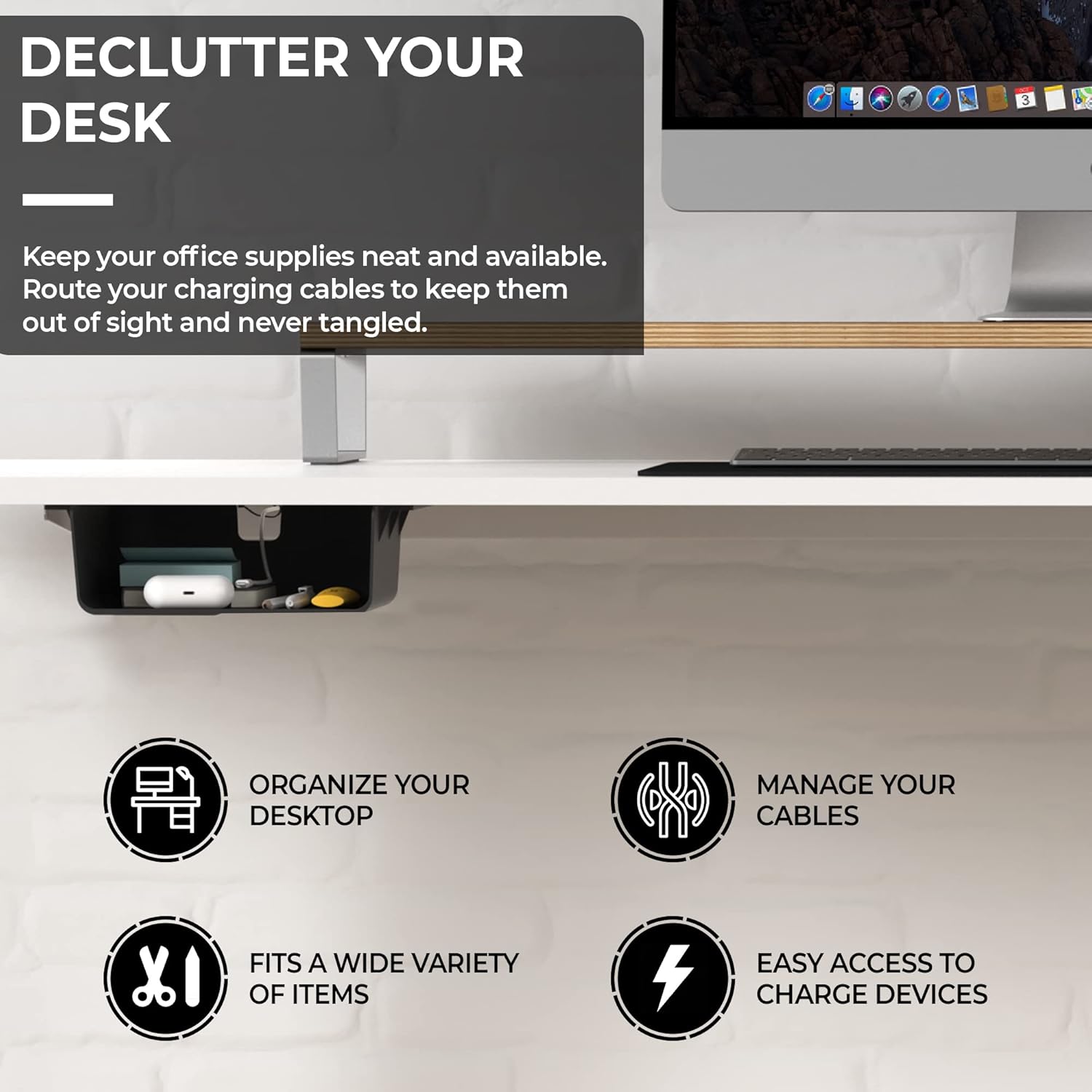 Buy HumanCentric Under Desk Storage Shelf Under Desk Drawer Organizer for Office Desks, Tables