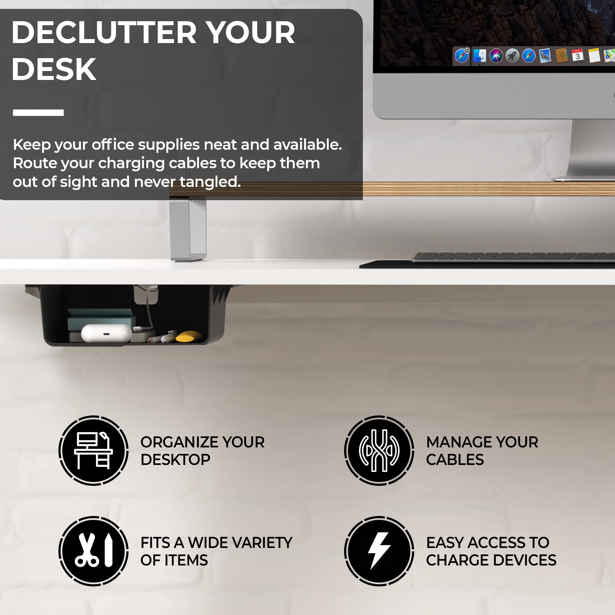 HumanCentric Under Desk Storage Shelf Organizer for Office Desks