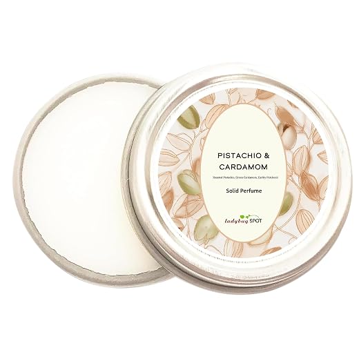 Ladybug Spot Midnight Café Collection Solid Perfume Balm – Warm &Amp; Comforting Gourmand Fragrance – Alcohol-Free – Travel Size Tin – Handmade In Usa – 0.5 Oz (Pistachio &Amp; Cardamom)