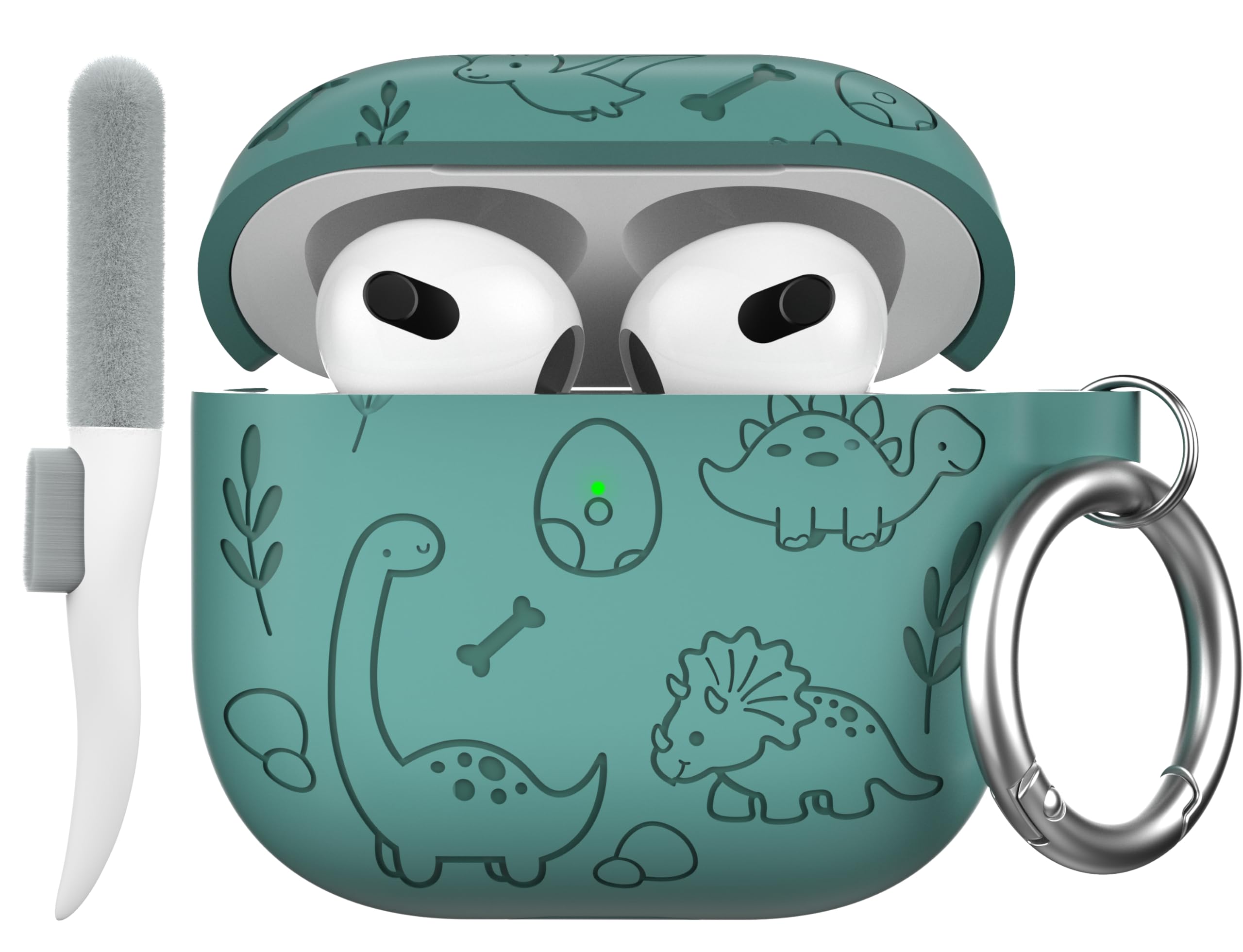 Maxjoy for AirPods 4 Case, Engraved Silicone Cute AirPod 4 Case for Women Men Protective iPod 4 Cover with Keychain Cleaning Kit for AirPods 4th