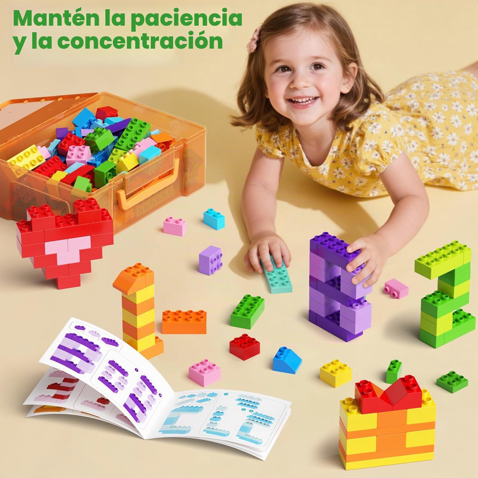97 piezas grandes bloque de construcción, bloques clásicos en 12 colores y 8 formas, creativos compatibles con, juguetes de construcción con caja