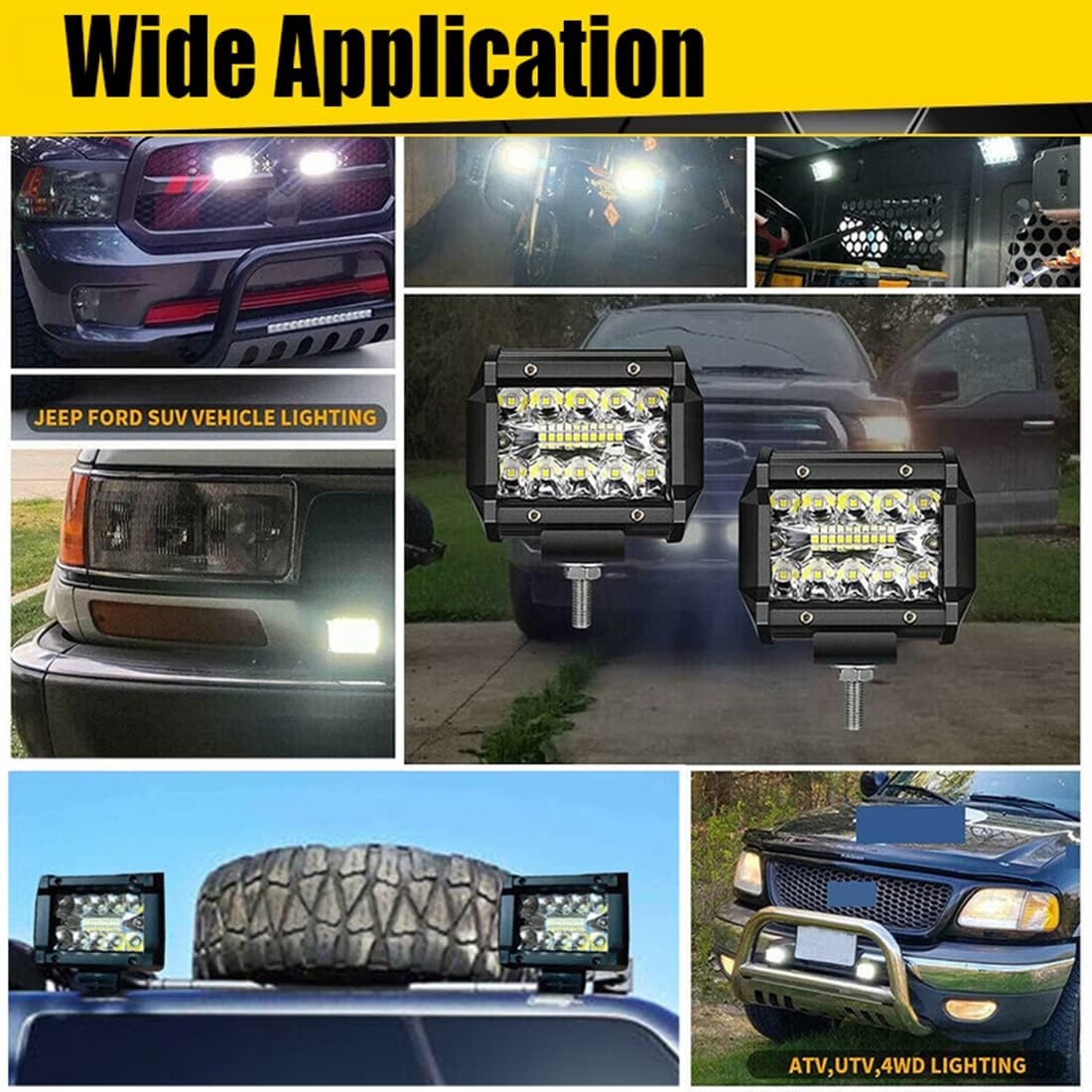 LED Pods: 20PC 60W Led Spot Lights 12000LM Triple Row Cube Light Off-Road Driving Flood Lights for Trucks Tractor Trailer Pickup Golf Cart Mower