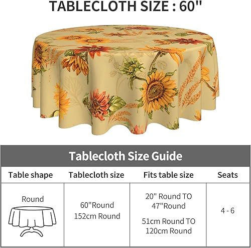 Miniatura 218 de Mantel redondo bohemio de 60 pulgadas, mantel circular bohemio, resistente a las manchas, repelente al agua y sin arrugas, coloridos manteles Mantel