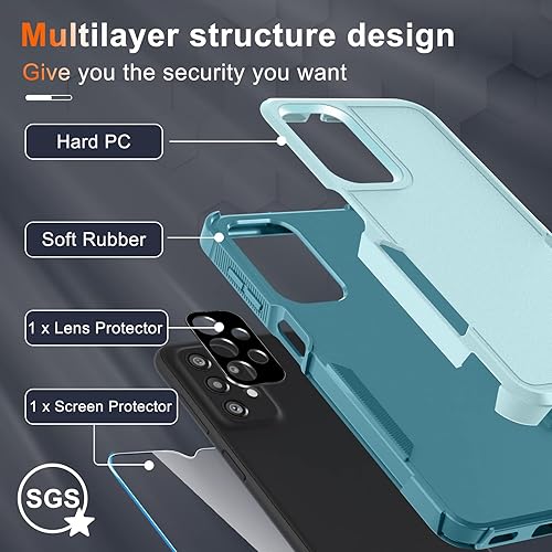 Miniatura 2 de RMOCR Funda para Samsung Galaxy A23 5G4G, con protector de pantalla de vidrio templado y cubierta para el lente de la cámara, resistente y a prueba