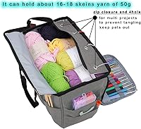 Vista 6 de LOOEN Yarn Knitting Storage Tote-Large Capacity Crochet Organizer Portable Travel Bag With Shoulder Strap Crochet Hooks Case for Unfinished Bulk
