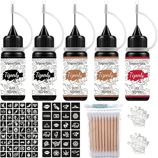 YIZITU Jagua - Kit temporal de gel para mujeres, hombres y niños, kit completo de 3 colores, 5 botellas, unisex, juego temporal para niños