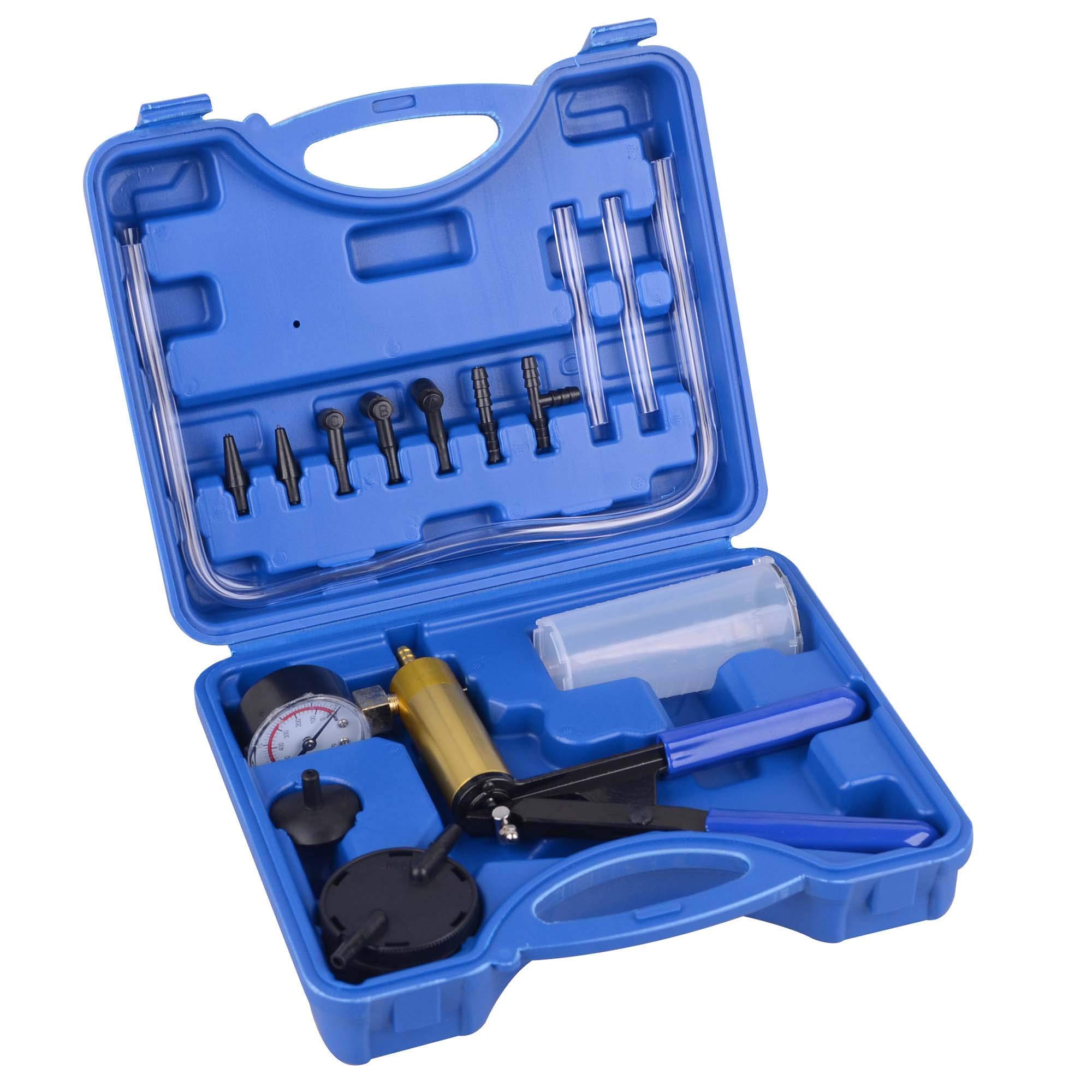 DAYUAN Kit tester pompa freno pompa a vuoto Set manometro e kit spurgo freni per auto con adattatori alloggiamento maniglia in metallo