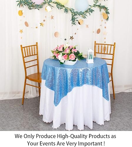 Miniatura 2 de ShinyBeauty Mantel de lentejuelas color azul aguamarina de 36 x 36 pulgadas, mantel de mesa color turquesa para mesa de 36 x 36 pulgadas, para