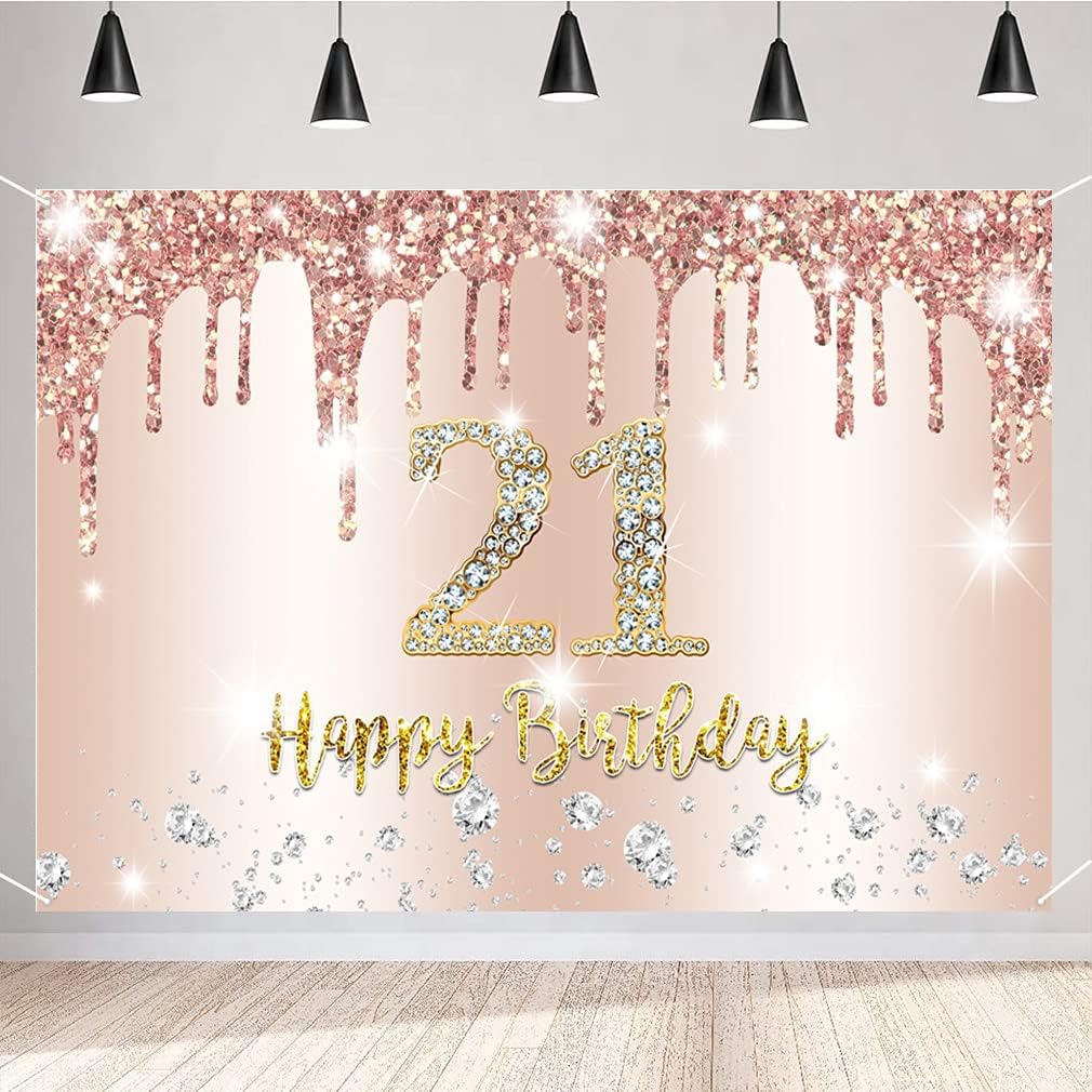 21st Birthday Decorations for Girl Women Happy 21st Birthday Party Decoration Backdrop Banner