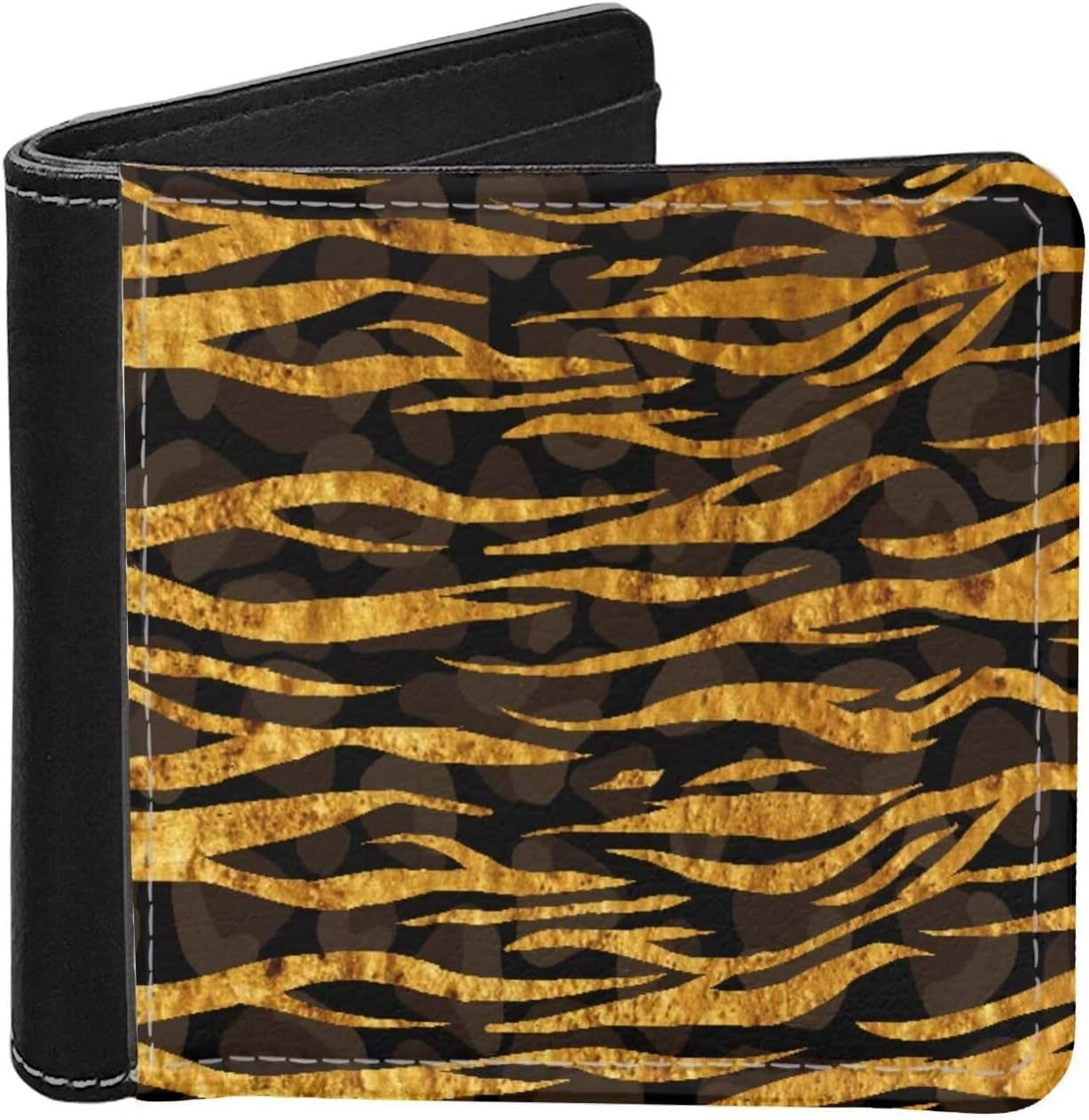 Horeset Yellow Zebra Print Mens Wallets PU Leather Bifold Wallet Purse, Fashionable Wallets Cash Coins Storage Pouch