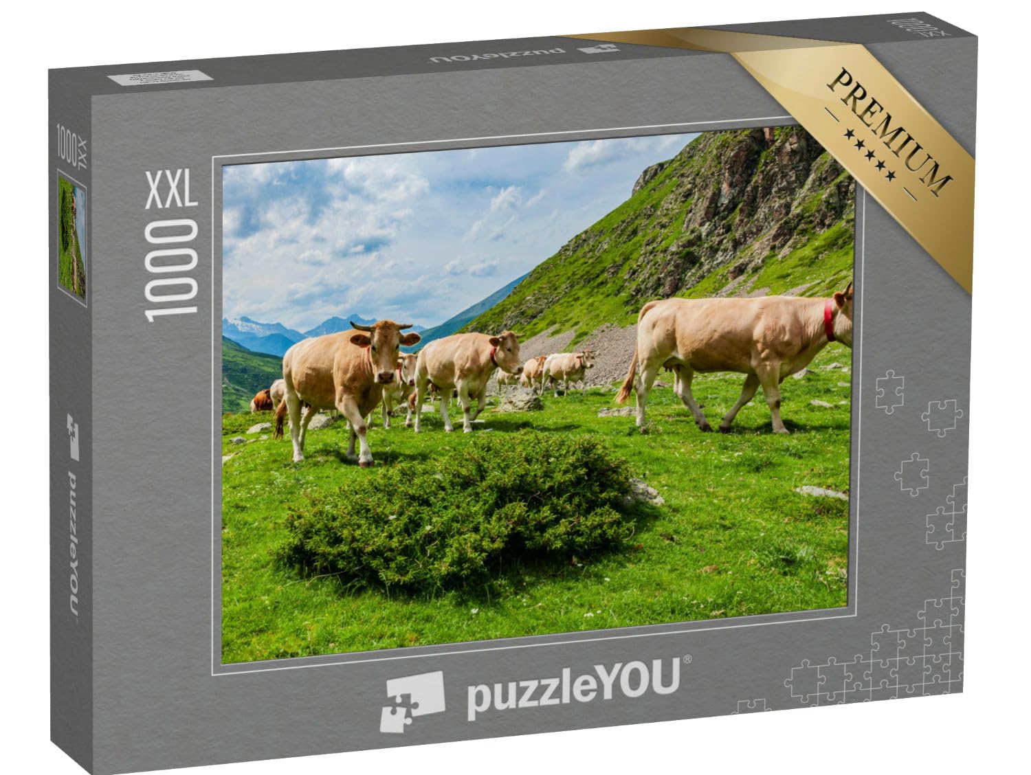 Puzzle 1000 pièces XXL « Paysage de Montagne avec des Vaches dans Les Pyrénées françaises, France »