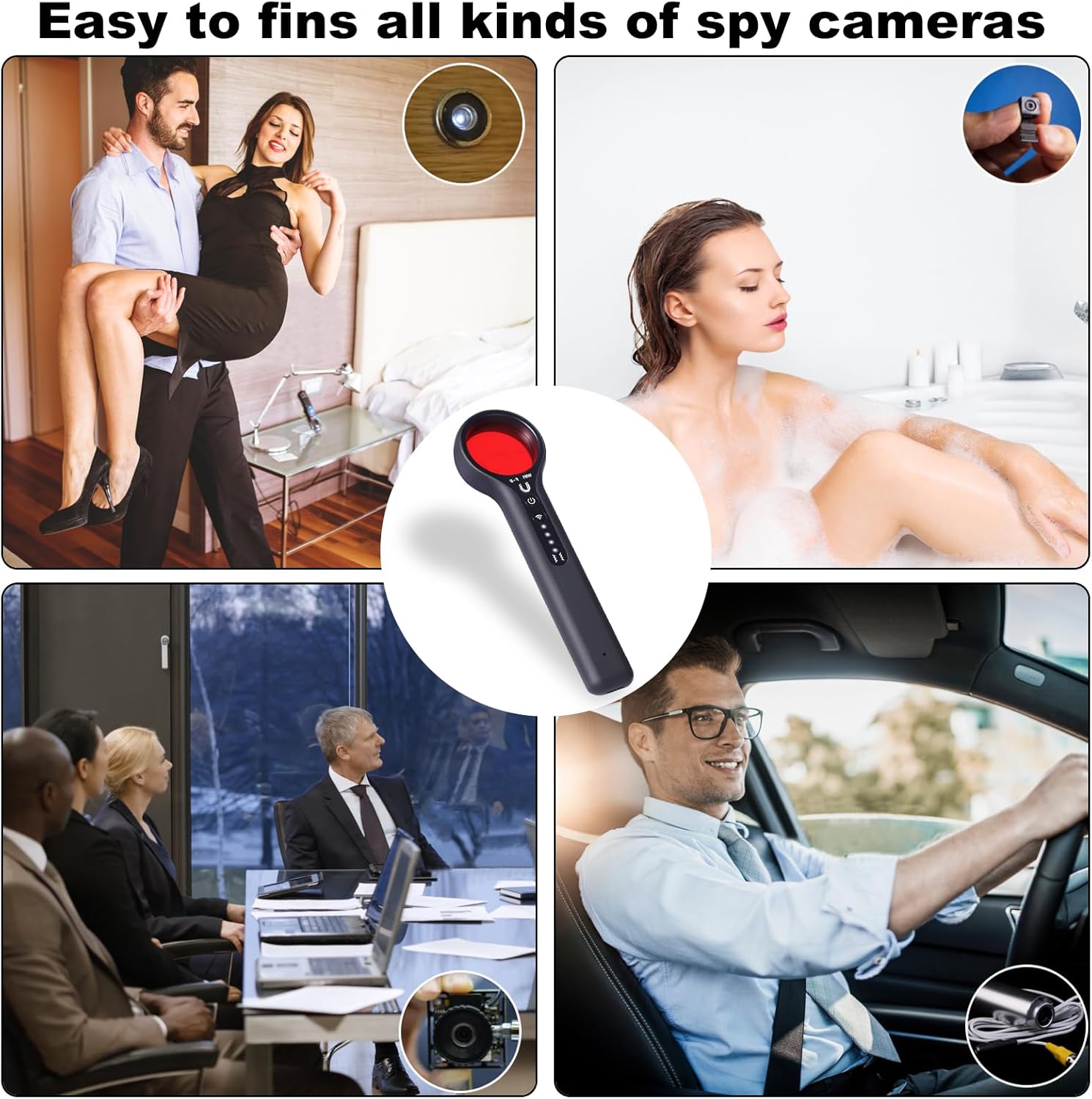 Camera Detector, Hidden Spy Camera Finder, Bug Detectors for Hotel, Bathroom and Travel, GPS Tracker Wireless Signal Scanner, 4 Levels Sensitivity,Anti-Theft Ink - Image 2