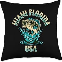 Vista 1 de Miami Florida USA Fishing Design Throw Pillow