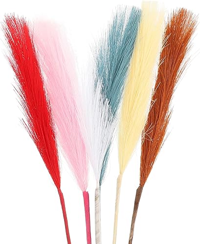 DECHOUS 7 ramos de rosas artificiales moradas, ramo de rosas bohemias, ramo de rosas secas, hierba seca, arreglo de hierba seca, decoración de