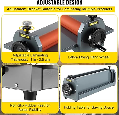 Miniatura 5 de Máquina laminadora en frío VEVOR de 39 pulgadas 10 mm Manual de película fotográfica de vinilo en frío Laminador de presión de manivela fría