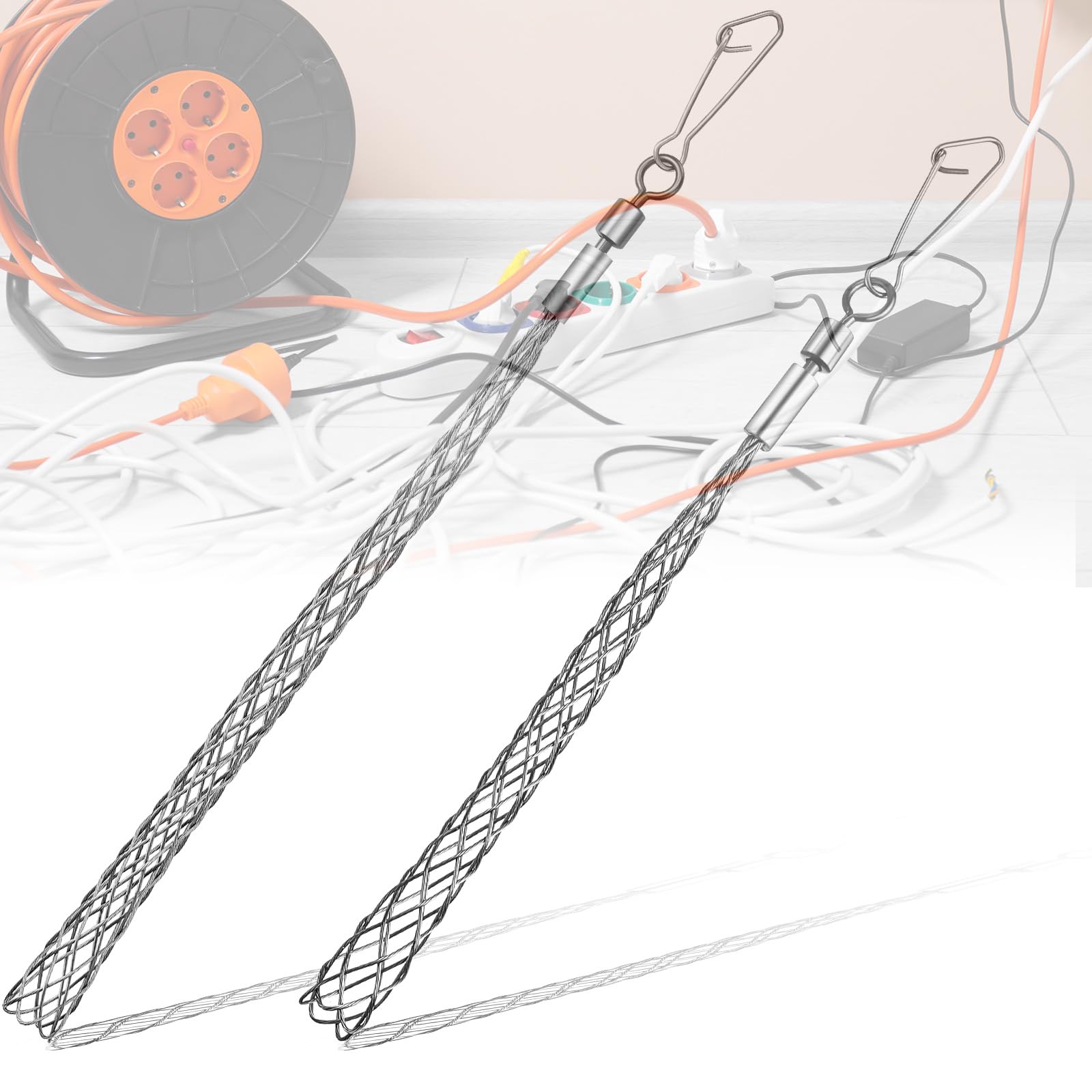 Gisafai 2 Pcs 1/2 in and 3/4 in Wire Pulling Grip Mesh Metal Cable Puller