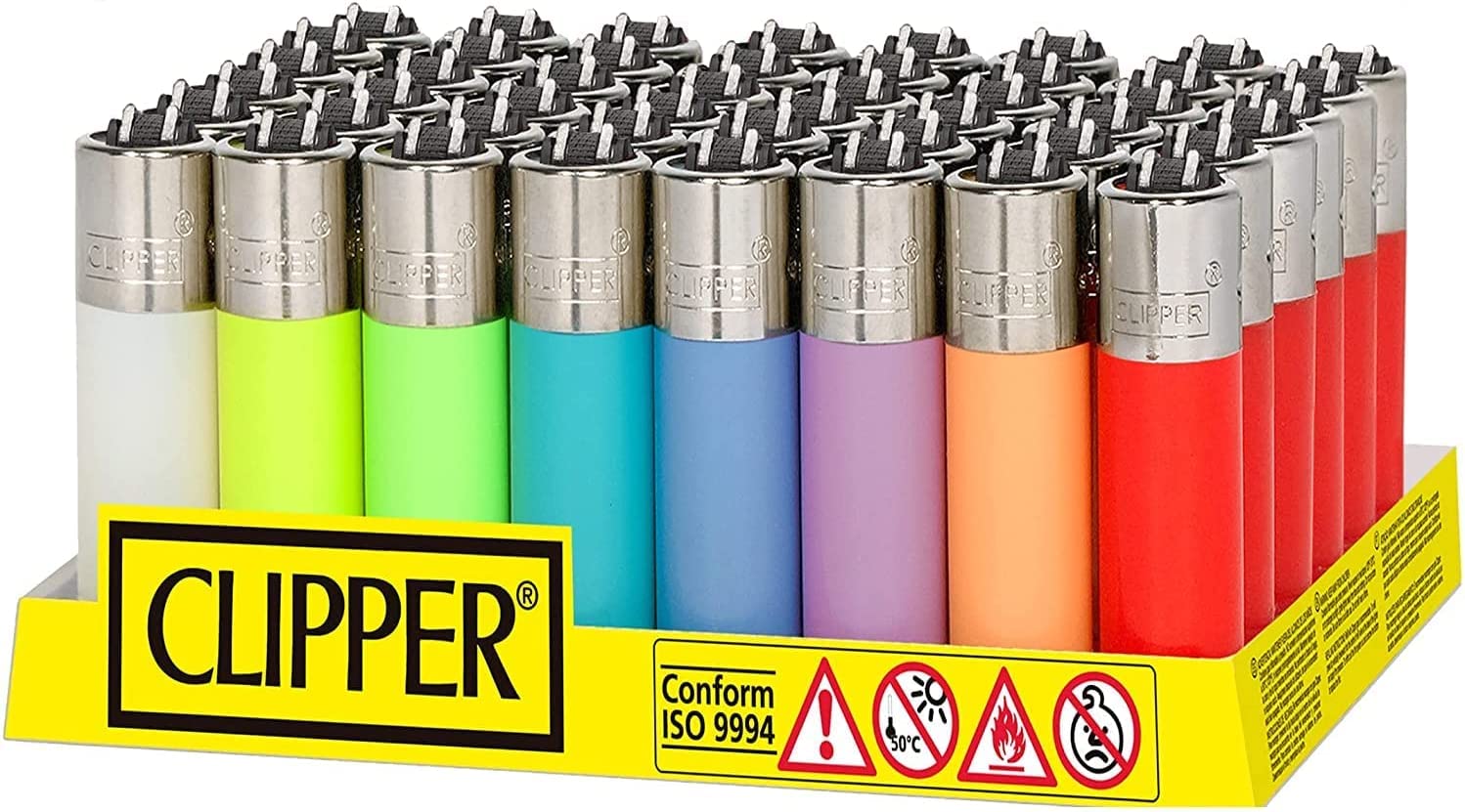 Clipper 48 Mecheros Encendedor de Colores Pocket Flamagas Variados (Pocket Translúcido)