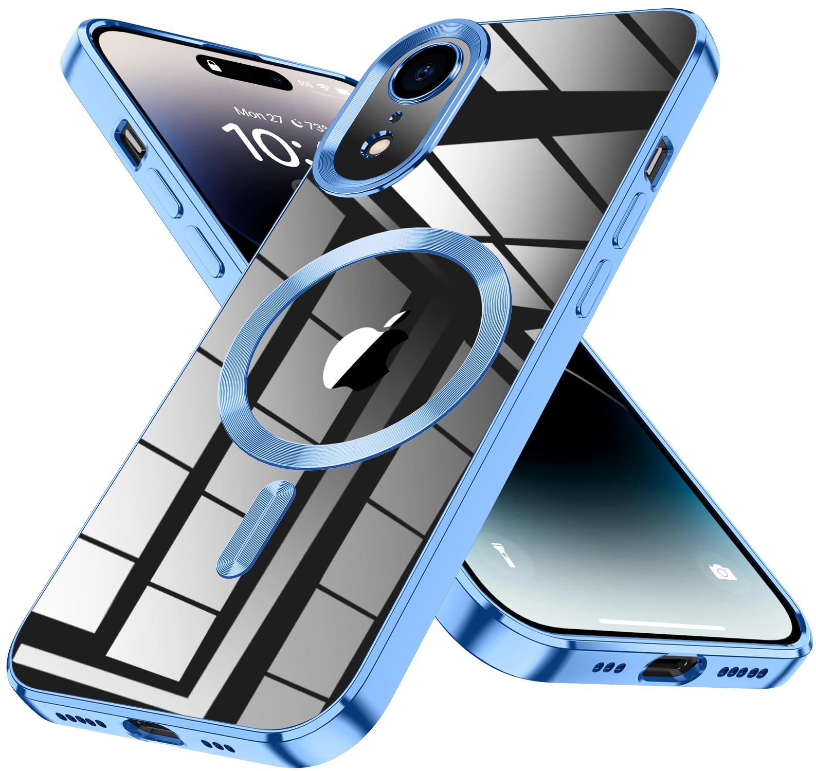 HIYUUTTBS Magnetic Clear Case for iPhone XR Case 6.1-Inch, Military Drop Protection Anti-Scratch Plating Slim Crystal Clear Soft iPhone XR Cover for
