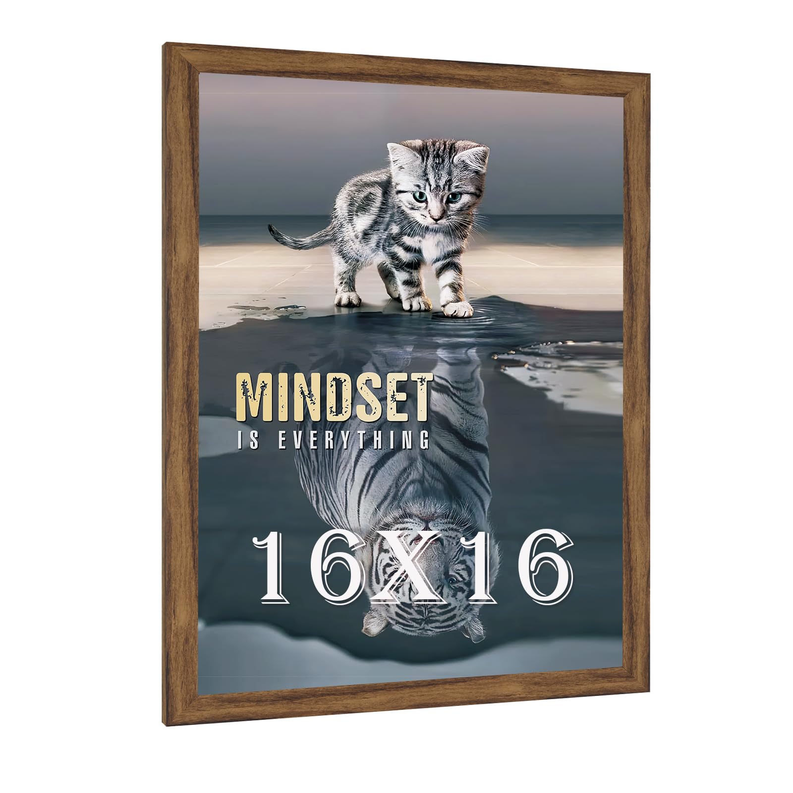 16x16 Frame Rustic Brown, Distressed 16x16 Picture Frame, Art Pic Hanging Poster Frame, 16 by 16 Gallery Family Concert Portrait Wall Photo Frame