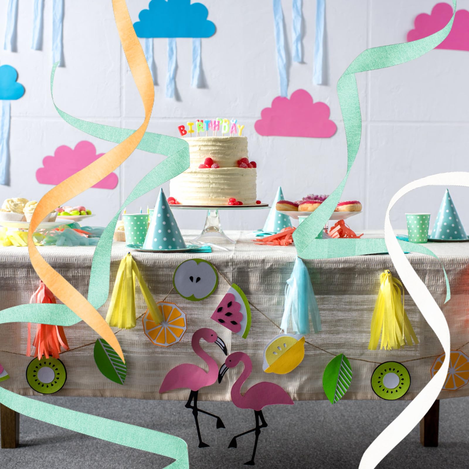 Toyvian 24 Rollos Serpentinas de Papel Crepé para Fiesta, 25m, Colores