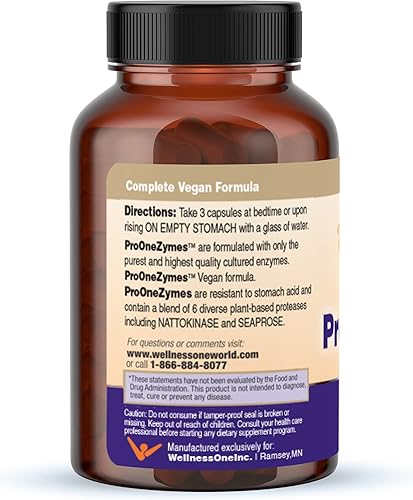 Miniatura 9 de Las mejores enzimas sistémicas proteolíticas Pro OneZyme con nattokinasa y seaprose 90 cápsulas