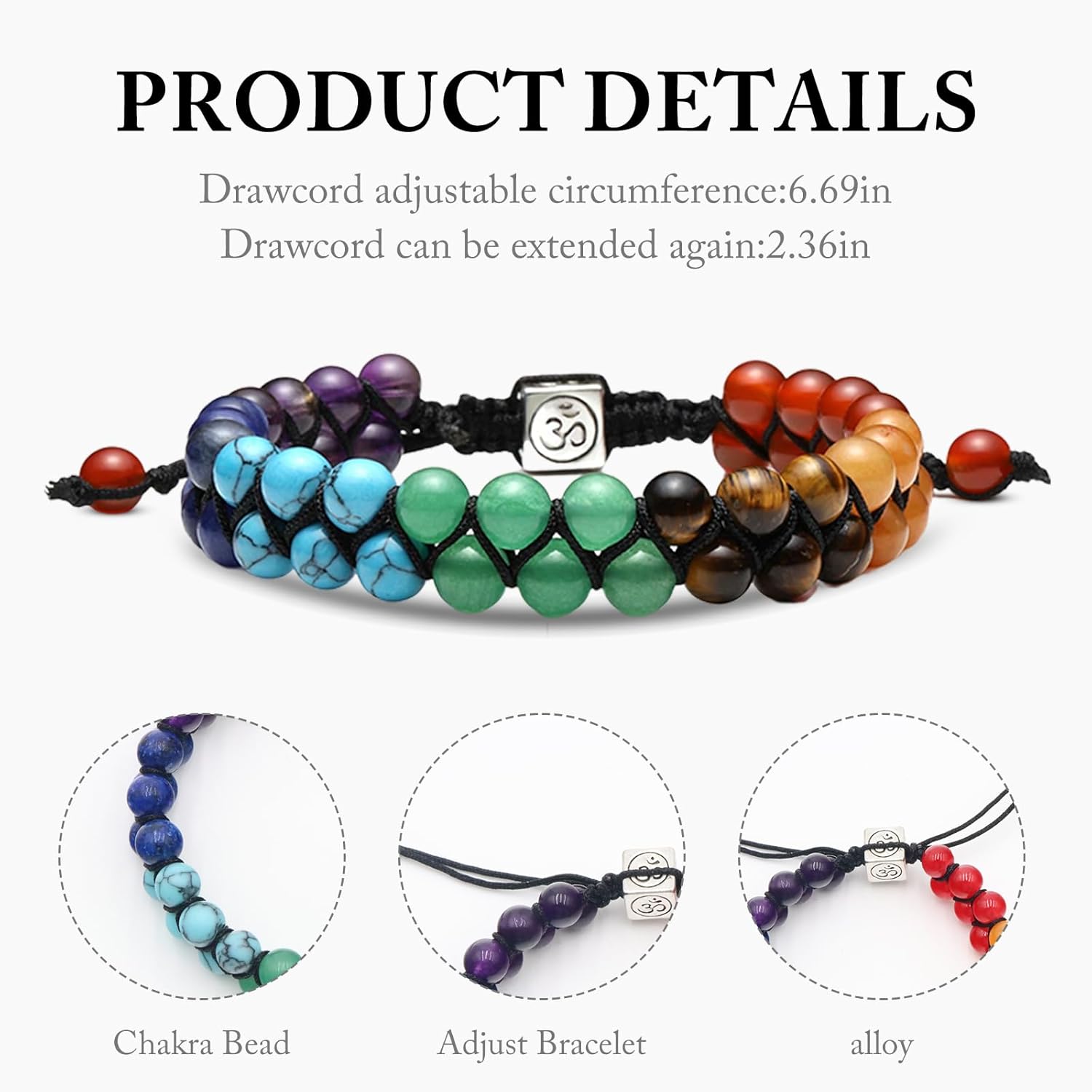 7 Chakra Bracelet, Anxiety Bracelet, Natural Stone Yoga, Moon Seven Color Necklace Pendant Lymphatic Drainage, Meditation Relax Relieve Anxiety Women Men - Image 6