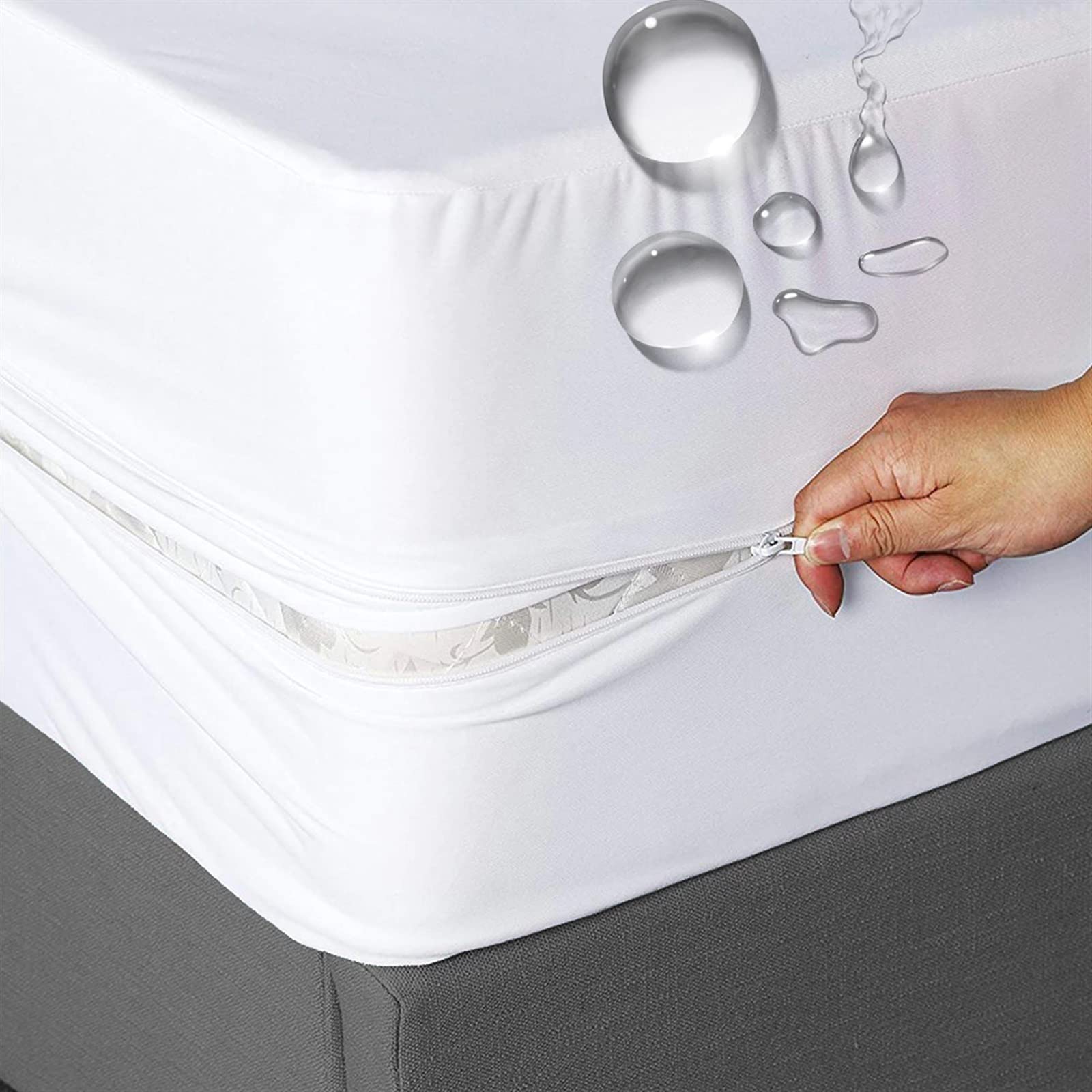 Waterdichte matrashoes met rits aan zes zijden all-inclusive matrashoes volledig queensize kingsize bed hoeslaken Waterdichte matrashoes met rits aan zes zijden all-inclusive matrashoes volledig queensize kingsize bed hoeslaken