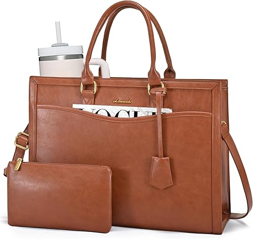 Miniatura 19 de LOVEVOOK Bolsa de mano para laptop para mujer, bolsa de trabajo de oficina, maletín para laptop de 15.6 pulgadas, bolsa de gran capacidad para Negro