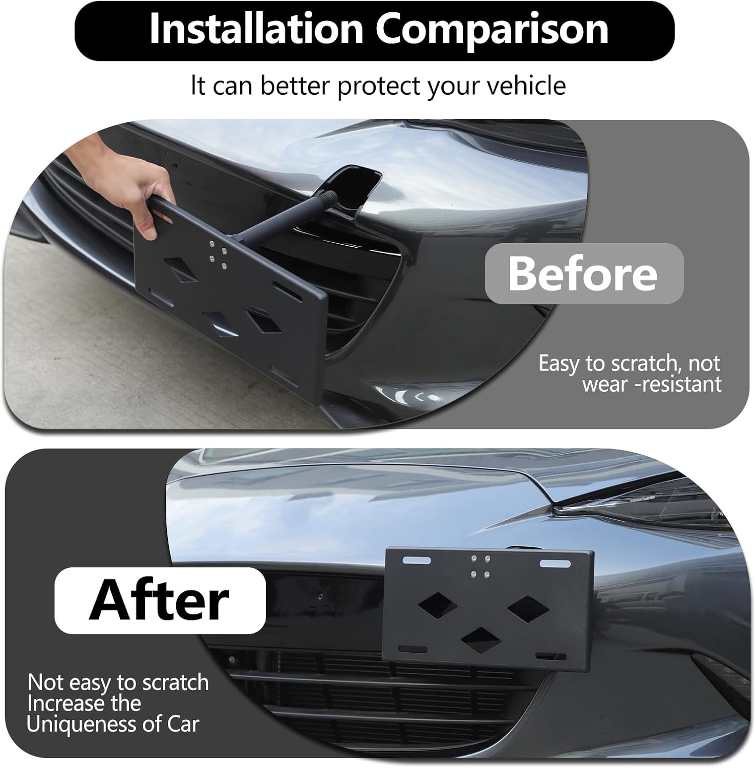 Car Front License Plate Frame Compatible with Mazda MX-5 2016-2025 Front Bumper Tow Hook License Plate Mount Bracket License Plate Tag Holder Mounting Mount Adapter Kit