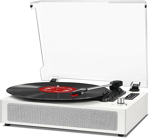 VinylsLink - Tocadiscos Bluetooth con altavoz integrado, reproductor de discos vintage con modo de ecualización de grabación USB, soporte para