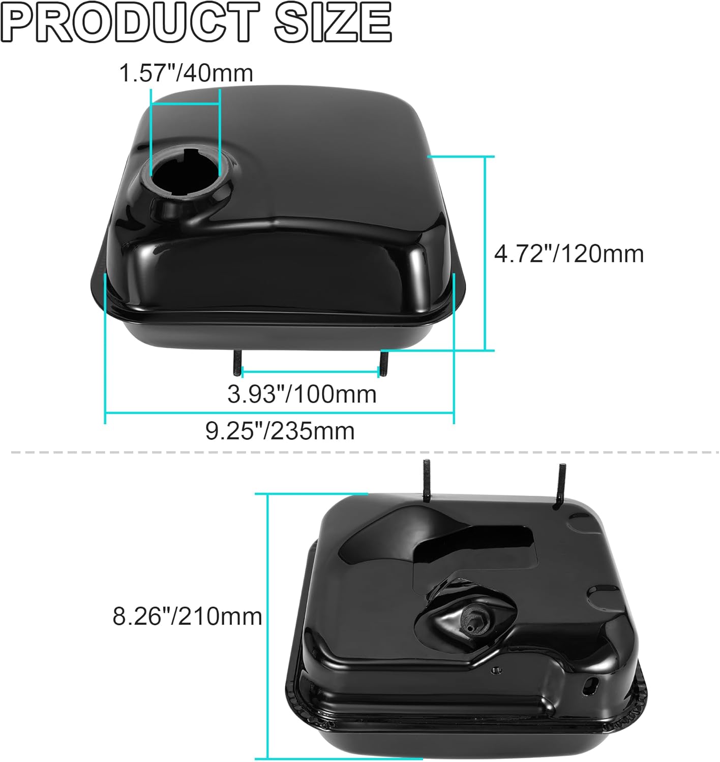 RUTU Gas Fuel Tank Compatible with Predator 212 196cc Coleman CT200U BT200X KT196 Baja Warrior Heat 5.5hp 6.5hp Mb165 Mb200 Mini Bike Go Kart Pit Bike Parts (Upgrade Side Style)