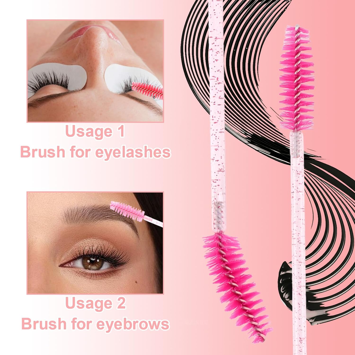 Aprince 500PCS Disposable Lash Spoolies Eyelash Brushes Mascara Wands Brow Spoolie for Makeup Applicators Eyelash Extensions Brow Brush