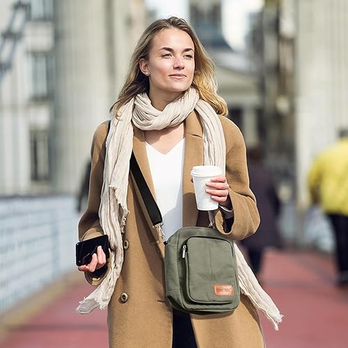 Miniatura 3 de Pequeñas bolsas de mensajero de lona casuales ligeras, bolso cruzado de viaje, bolsas de hombro para mujeres y hombres, bolsa lateral de lona para