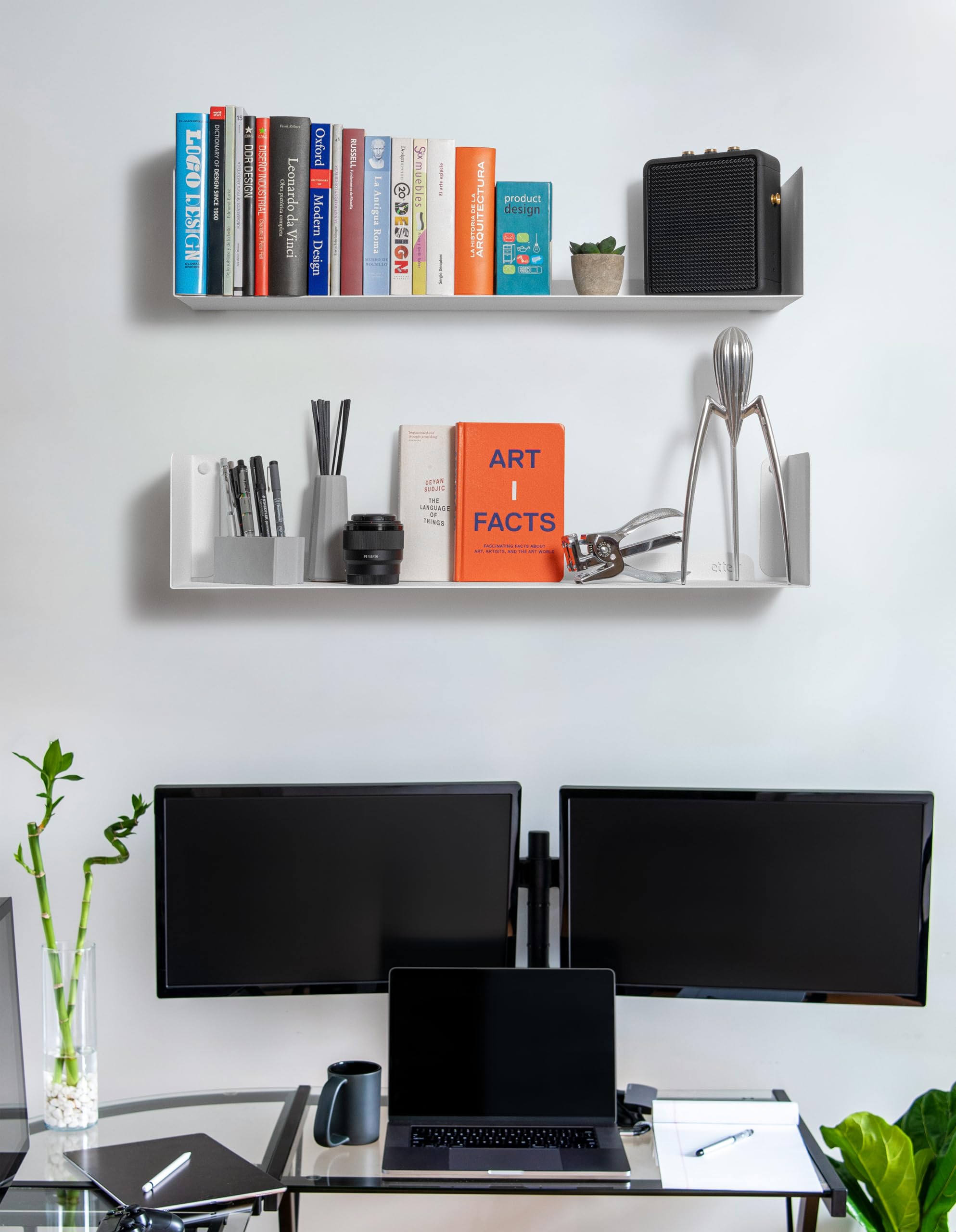Confezione da 2 Mensole da Muro | 70x15 cm | 100% Acciaio | Prodotto in Europa | Mensola Bianca | Libreria da Parete | Mensole da Muro Design | Cameretta e Cucina