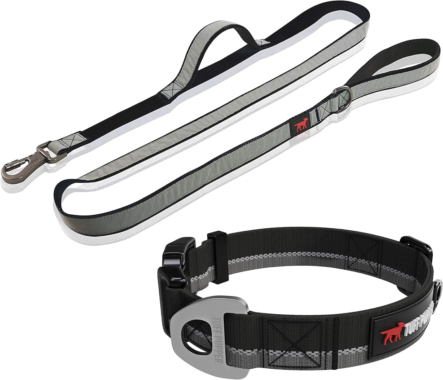 Reflekt Dog Leash and (17-23") Hero Dog Collar - Heavy Duty, Black