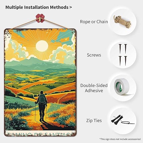 Miniatura 3 de Cartel divertido cartel de metal de aluminio de 8 x 12 pulgadas Camino de Santiago Journey, pintura de decoración de pared para el hogar,