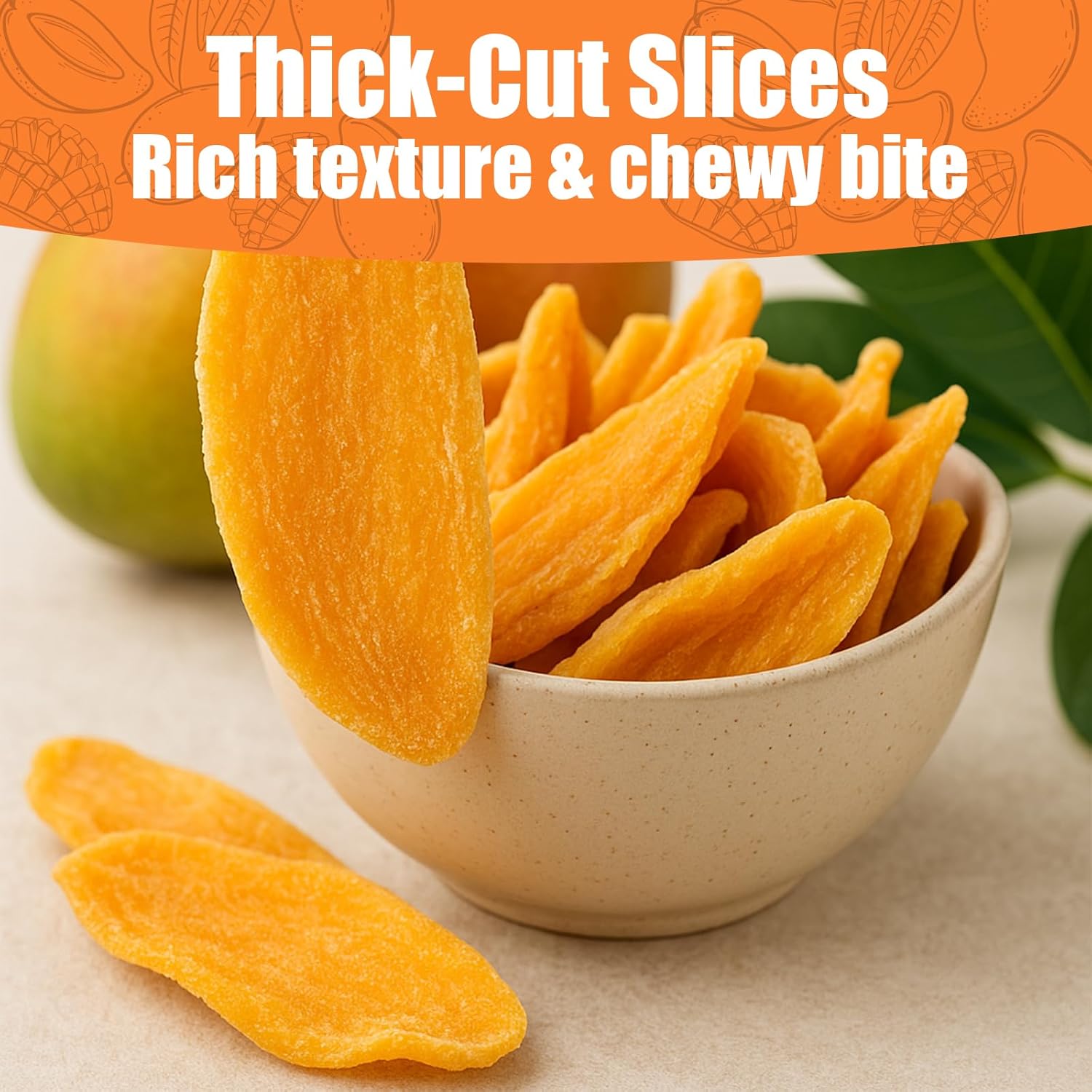 Dried Mango 36oz Large Bulk (2.25 lb) - Soft and Chewy Mango Slices, Natural Fruit Snack, Resealable Bulk Bag, Great for Trail Mix, Pantry Snacks, Yogurt Bowls, Baking and Everyday Snacking