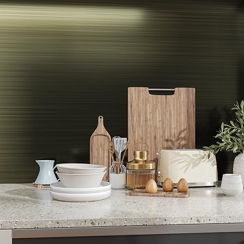 Miniatura 6 de CRE8TIVE Papel adhesivo de acero inoxidable negro bronce, autoadhesivo de 24 x 118 pulgadas de ancho, papel tapiz metálico cepillado, rollo de