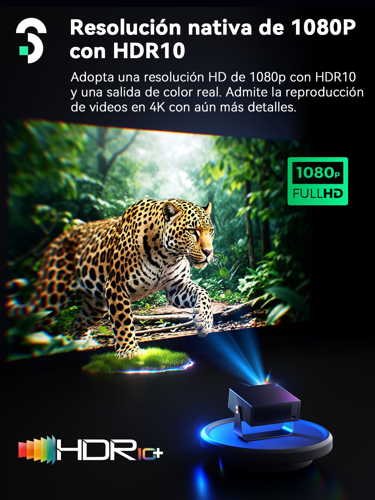 SOOMFON SK3 Netflix Certificado Mini Proyector Portatil 4K Supported | Proyector para Movil con Auto Keystone/E-Enfoque, WiFi & Bluetooth para Android/Movil/PC/HDMI/Exterior/Cine en Casa