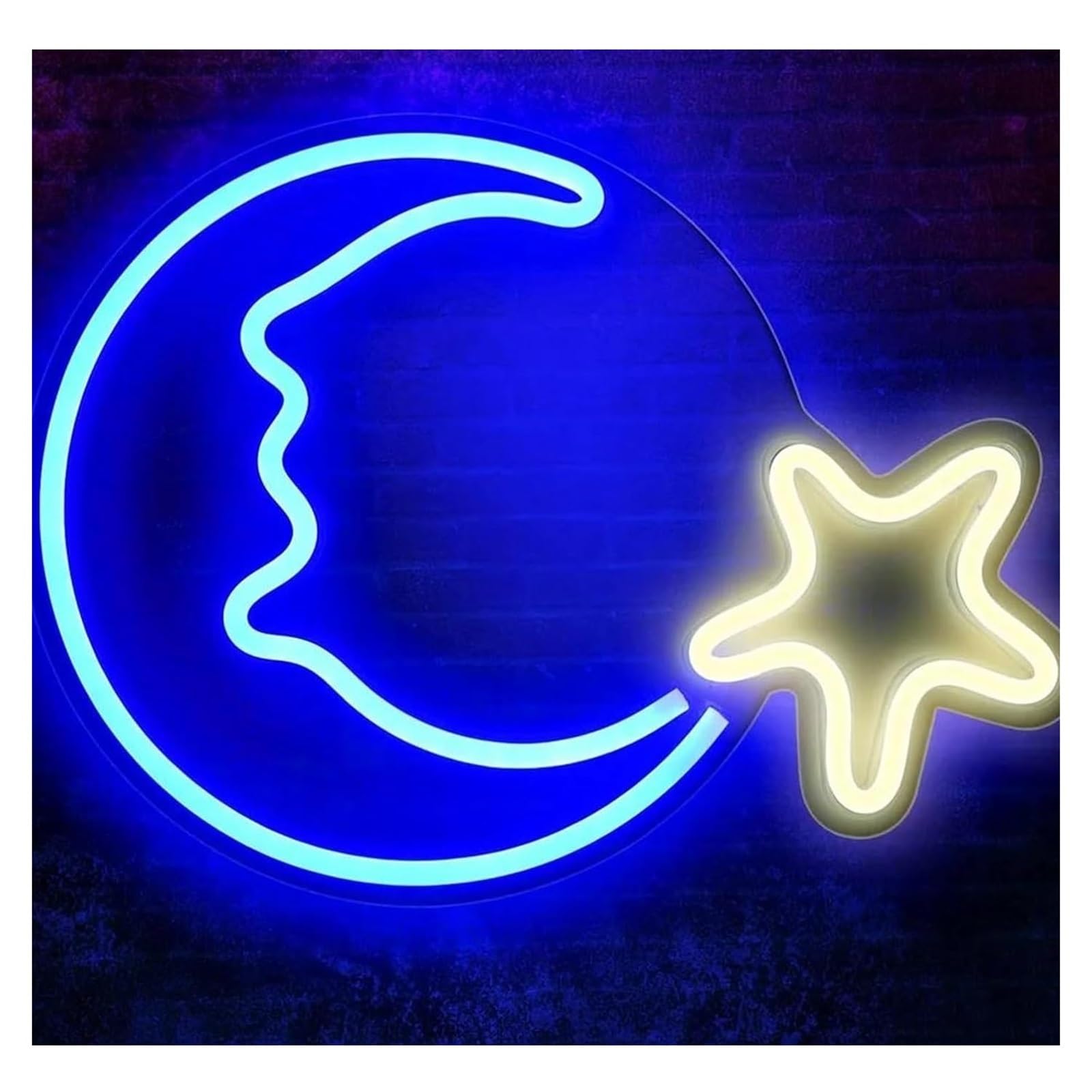 Aextroi neon Lights Sign for neon Sign Moon for Star Wall Bedroom Living Room Home(Neon-1)