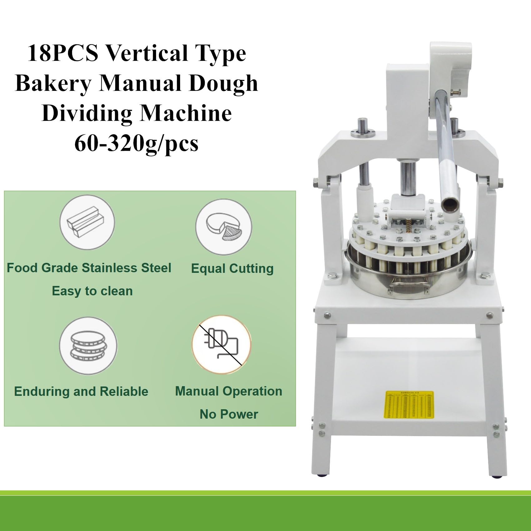 BANFLUXION 18PCS Manual Dough Dividing Machine 2.12oz-11.29oz(60g-320g) Manual Dough Divider Bakery Dough Cutter Machine with 2 Trays