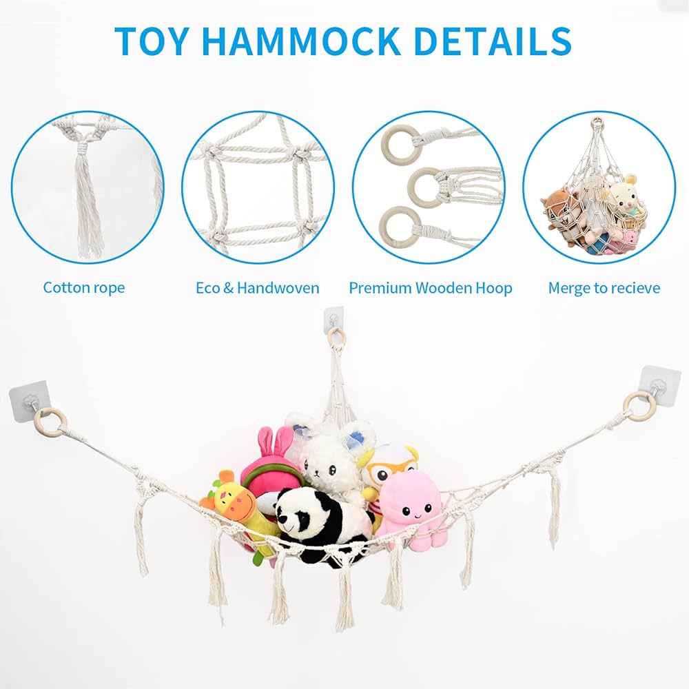 Amazon.co.jp: ぬいぐるみ収納ハンモック 三角形の吊り下げ