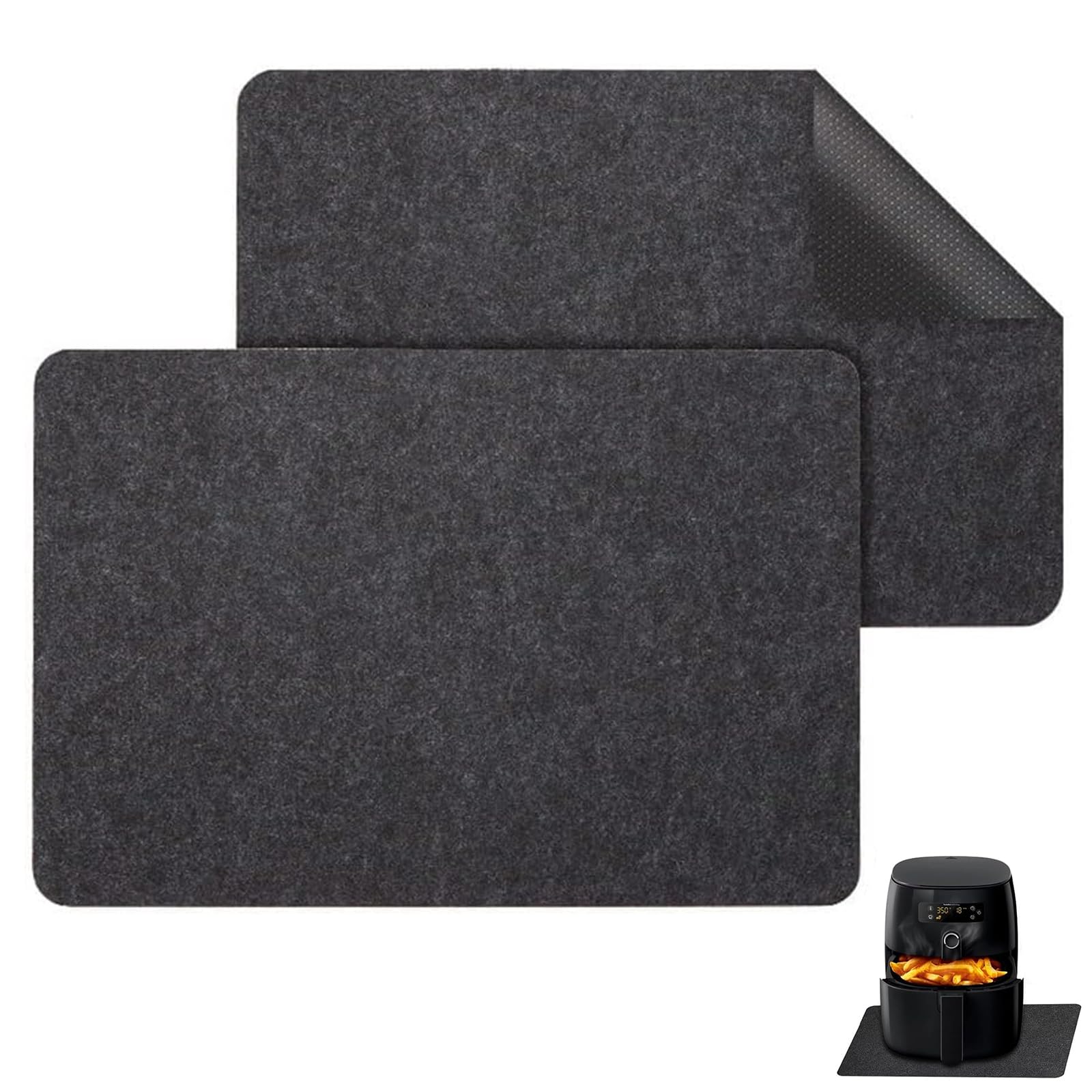 Xumann 2PCS Heat Resistant Mat for Air Fryer, Anti Slip Air Fryer Mat for Worktop Compatible with Ninja, COSORI, Tower, Salter Air Fryer