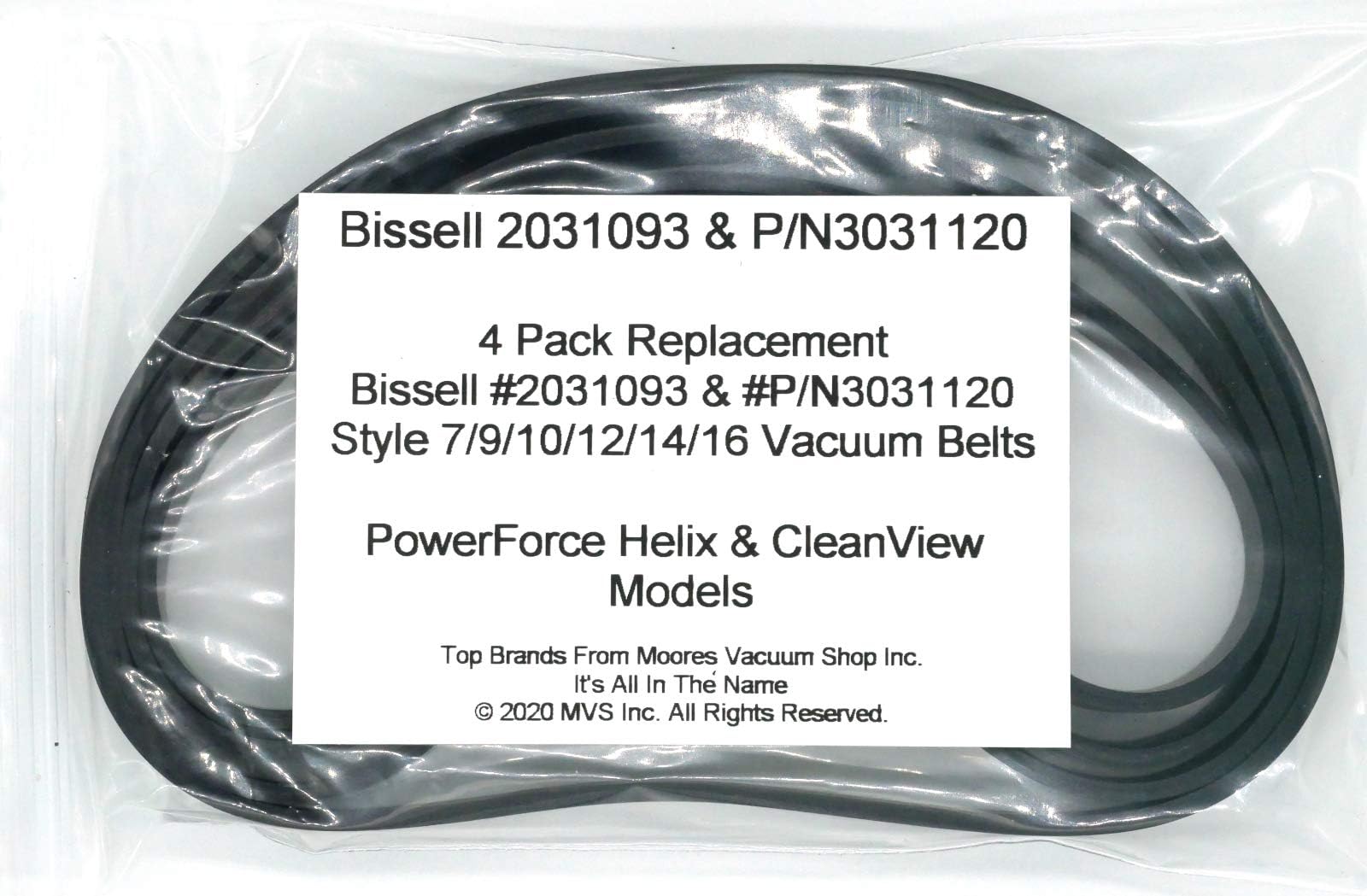 Compatible for Bissell PowerForce Helix & CleanView #2031093, P/N3031120 & #32074 Style 7/9/10/12/14/16 Replacement Vacuum Belts 4 Pack