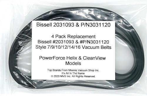Compatible con Bissell PowerForce Helix & CleanView #2031093, PN3031120 y #32074 Style 7910121416 correas de vacío de repuesto, paquete de 4