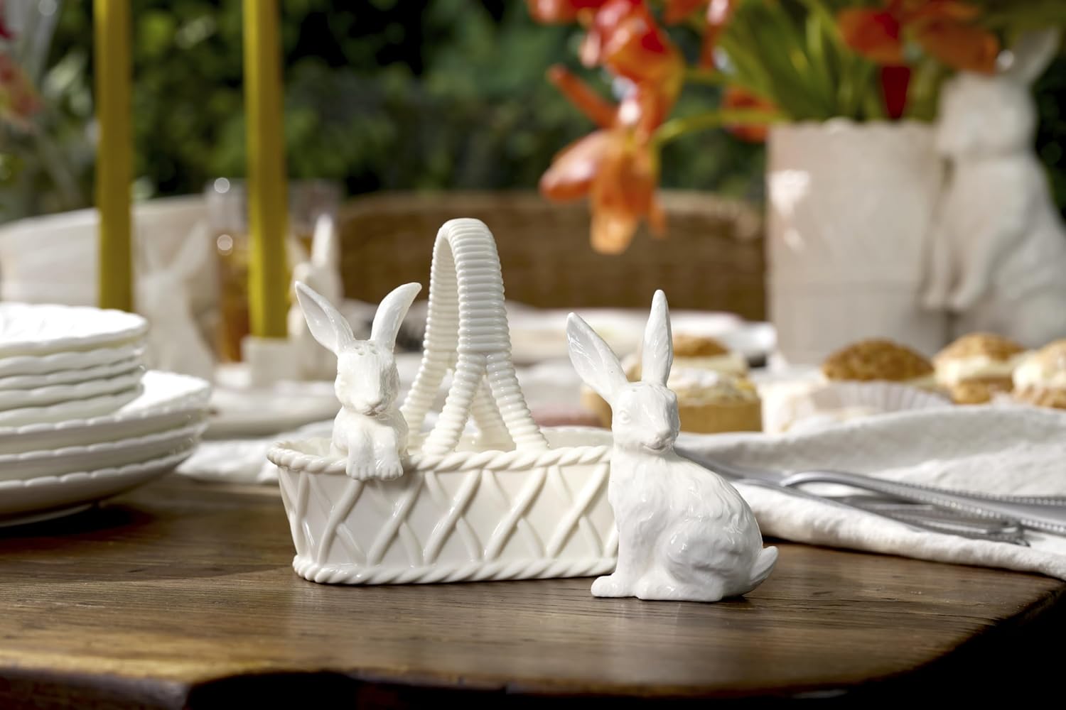 Lenox 897158 Wicker Creek Bunny Salt & Pepper Set, Easter Serveware
