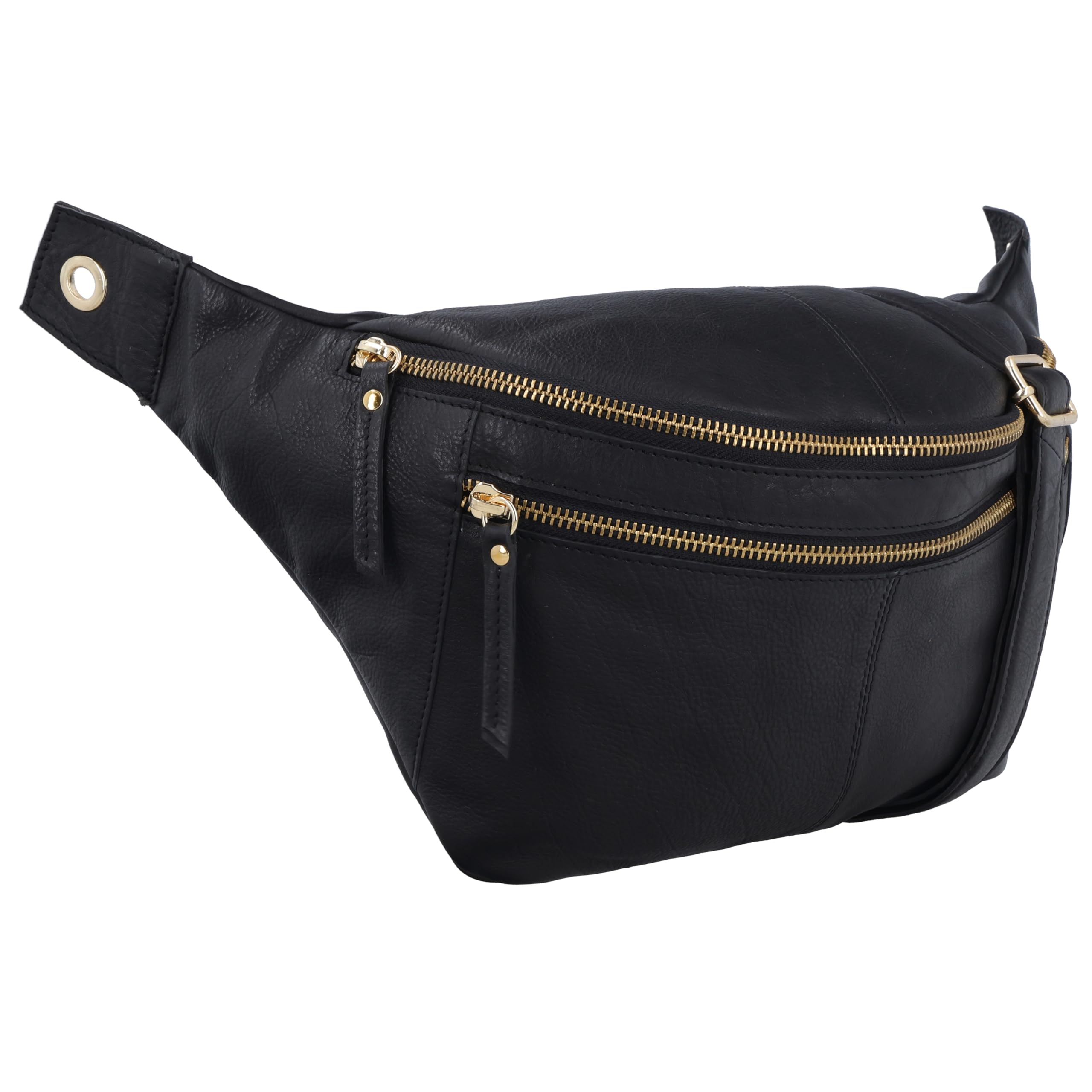 Gusti Gürteltasche Leder - Freya Damen und Herren Bauchtasche Hüfttasche Festivaltasche Tasche Handtasche Leder Schwarz